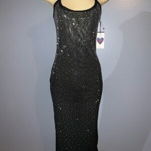 Iris Black and Silver Embellished Sheath Cocktail Dress
